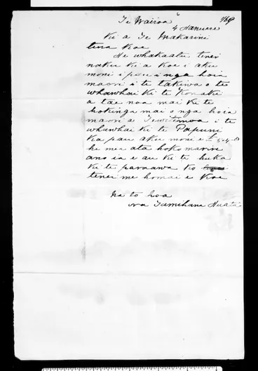 Image: Letter from Tamihana Huata to McLean