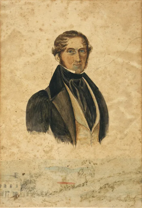 [Hopper, Edward Betts] 1799?-1840 :[Self portrait with home in Hampstead Heath, London, 1830s]