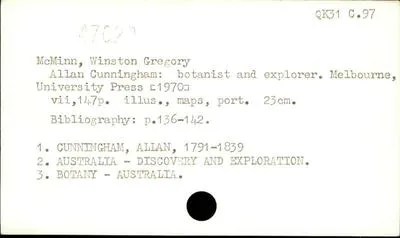 Allan Cunningham: botanist and explorer