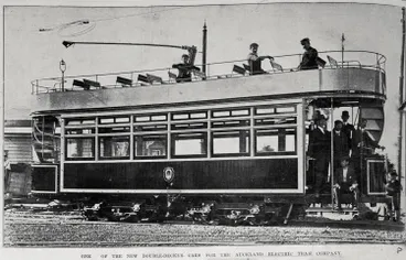 One of the new double decker tram cars for the Auckland Electric Tram Company Image: One of the new double decker tram cars for the Auckland Electric Tram Company