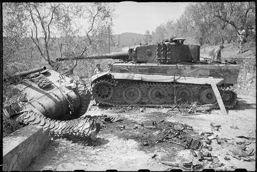 Image: Wrecked World War II tanks, south of Florence, Italy - Photograph taken by George Kaye
