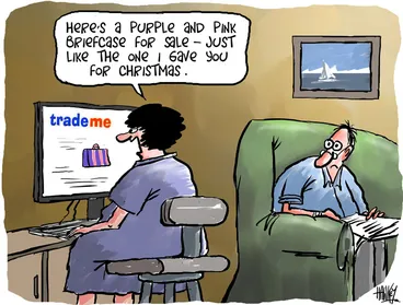 Image: "Here's a purple and pink briefcase for sale - Just like the one I gave you for Christmas" 29 December 2010