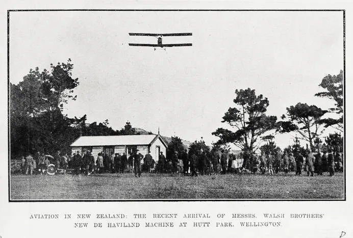 Aviation in New Zealand: the Walsh brothers' arrival at Hutt Park, Wellington