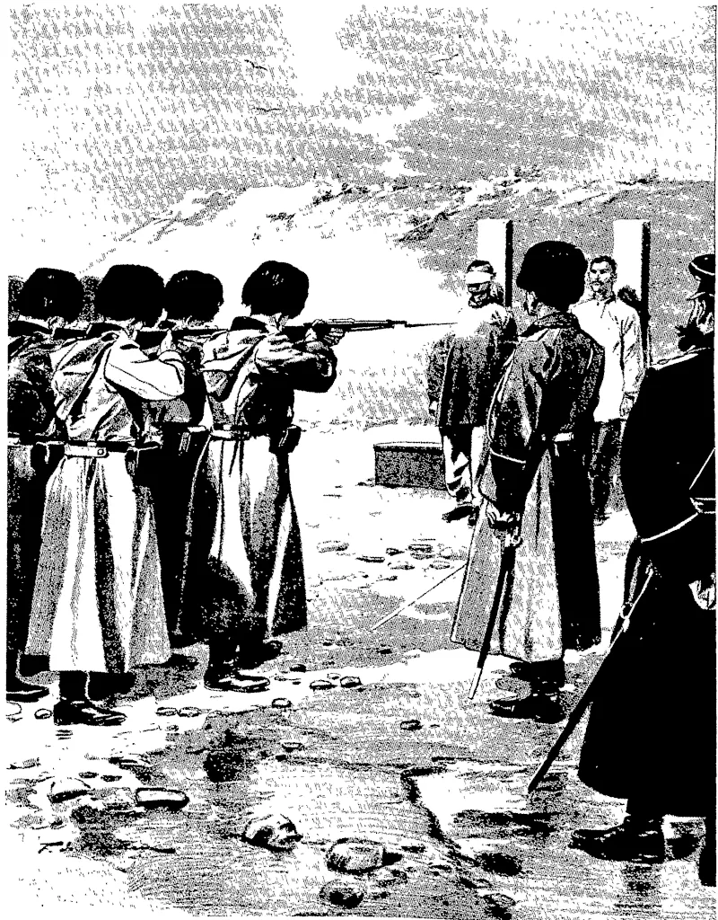 JAPANESE SCHOOLGIRLS PADDLING ON THE BEACH NEAR YOKOHAMA. SHOT AS SPIES: THE EXECUTION OF TWO JAPANESE OFFICERS AT H  ff^fe^o^l?1 ?$a,piPture is Kamakura, a pleasant seaside resort, with an ideal shore, a few The two officers, Colonel Ukoko and Captain Otti, were caught attemnt.n < v, ARBIN.  mote DvnLrtl w T- ? WaS c- C!pl,tal °E Japau for four hlmdred yea« under the Mma- way bridge over the River None, in Manchuria, and were brought brfnri g °W up the rall~  TtPm,^J" -v T" xt 1S famous chiefly for a great bronze Buddha fifty feet high, which has sentenced them to be hacked as spies General Kouranatkin h ? court-martial, which  P School'wcad- ChU^ are alike all the world OV3r in faome ™«Pe°*»- Tho Onental be s^of On "h^ execution th:'t they should  school en3Oys paddllng on c seashore qmu. much „ hor Western si3tcrs tQ the th^e^n not be tied  .^^_^_^_^____^_^__^_^^^^^.. courage, and eventually "dieel liVe orno« " "iaf^iea trie Utmost (Otago Witness, 13 July 1904)