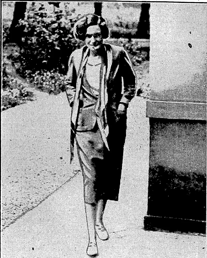 Sport and aeneral" Photo. MISS JEAN BATTEN, who is expected to reach Sydney today, thus concluding her England-Australia flight on the third attempt. This photograph of the young New Zealand airwoman was taken in the garden of the British Embassy at Rome, after she had crashed out. side, the walls of the city while making her second attempt. (Evening Post, 30 May 1934)