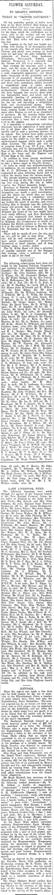 FLOWER SATURDAY. (Otago Daily Times 19-9-1914)