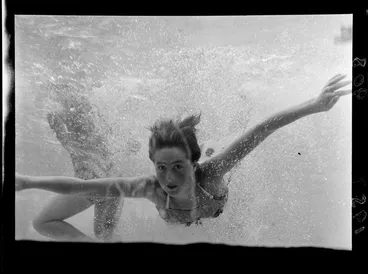 Image: Swimmer under water at Naenae Olympic pool, Lower Hutt