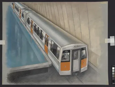 Image: Auckland Rapid Transit: Concept for train 124 and passenger platform