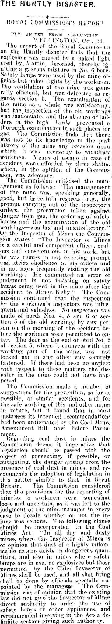 Image: THE HUNTLY DISASTER. (Mataura Ensign 31-10-1914)