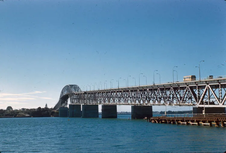 The new Auckland Harbour Bridge in operation, 1959