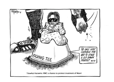 Image: Hubbard, James, 1949- :[Titewhai Harawira protests] 21 February 2011