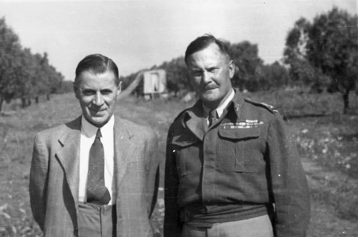 The Honourable Frederick Jones and Lieutenant-General Bernard Cyril Freyberg, south of Tripoli