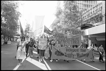 Image: Sesquicentennial demonstration, Queen Street, 1990