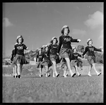 Image: Leader and nine girls from the Sargettes marching team