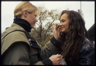 Image: Actor Mamaengaroa Kerr-Bell getting her makeup done during the filming of Once were warriors in Auckland