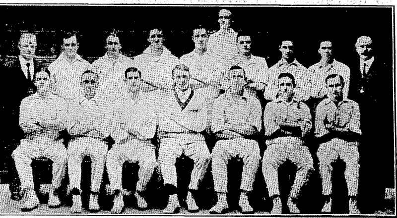 IN NOTABLE CRICKET COMPANY.Â—L. Keating, who has been; offered the position of coach- t9the-Wellington Cricket Association for the coming season, wasa member of the famous Victoriart, team (shown above), which won the Sheffield Shield in the 1923-24 season. Those in the picture are; Back row, from left, E. E. Bean (hon. sec), J. L. Ellis, L. Keating, P. H: Wallace, Dr. A--E:V/lldTikopf, C. V. Grimmett (at back), W. M. Wood full, H. S. Love,W. H.;Ponsford,E. Healy (scorer )'.'■ In front, C. B.Willis, T. Carlton, A. E. Liddicut,E. R. Mayne (captain), J. Ryder, V. S. Ransford, Dr.. R. L. ■■■■■■■ Park- ■'■■. .: :\ (Evening Post, 07 September 1935)