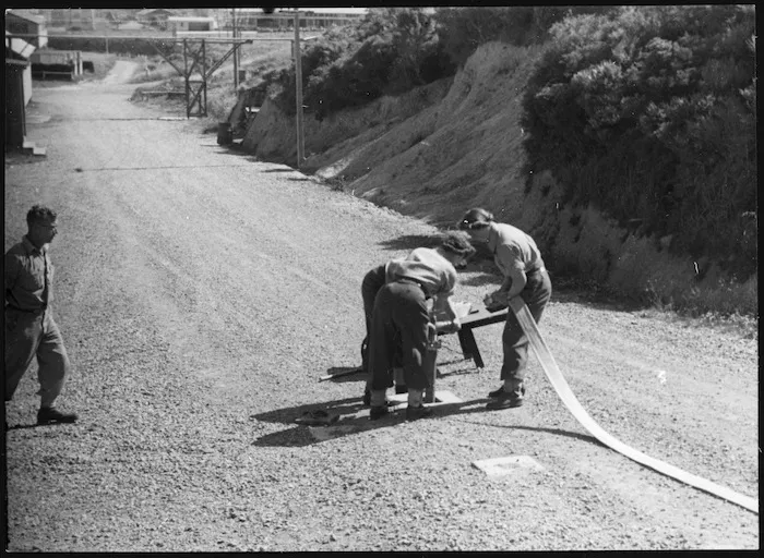 WAAC Camp fire brigade practice, Miramar, Wellington