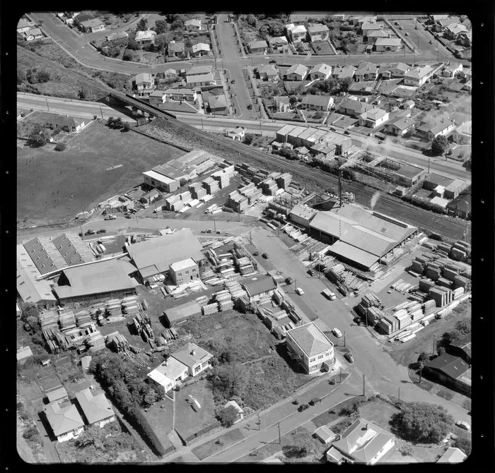 Morningside Timber Company and surrounding area, Auckland