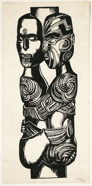 Image: Perkins, Christopher, 1891-1968 :Maori Adam and Eve. 1929