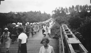 Image: The head of a procession of a thousand women of the Samoan Mau movement