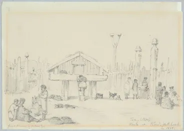 Image: Whata at Petone - Hutt Beach in 1848, from a drawing by W. Fox Esq.