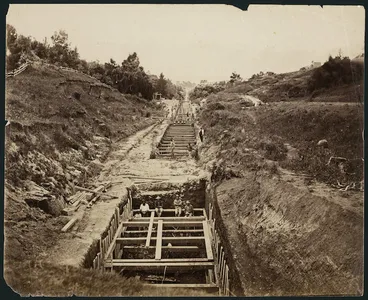 Image: Parnell Railway Tunnel construction, Auckland - Photograph taken by Herbert Deveril