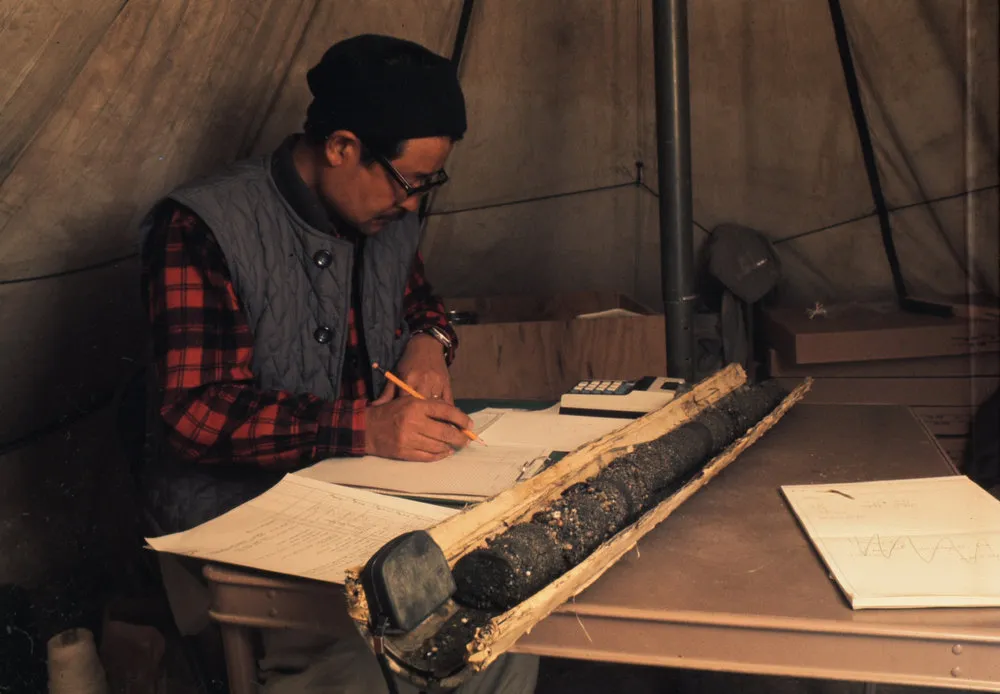 Japanese Geologist Dr Hajime Kura Sawa Logs Core