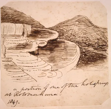 Image: Taylor, Richard, 1805-1873 :A portion of one of the hot springs at Rotomahana. 1849.