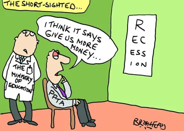 Image: The short-sighted... "I think it says give us more money..." 20 October 2010