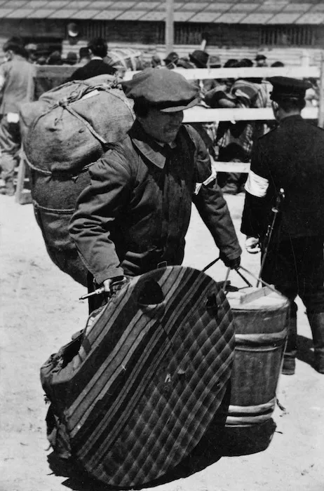 Korean repatriate loaded with belongings