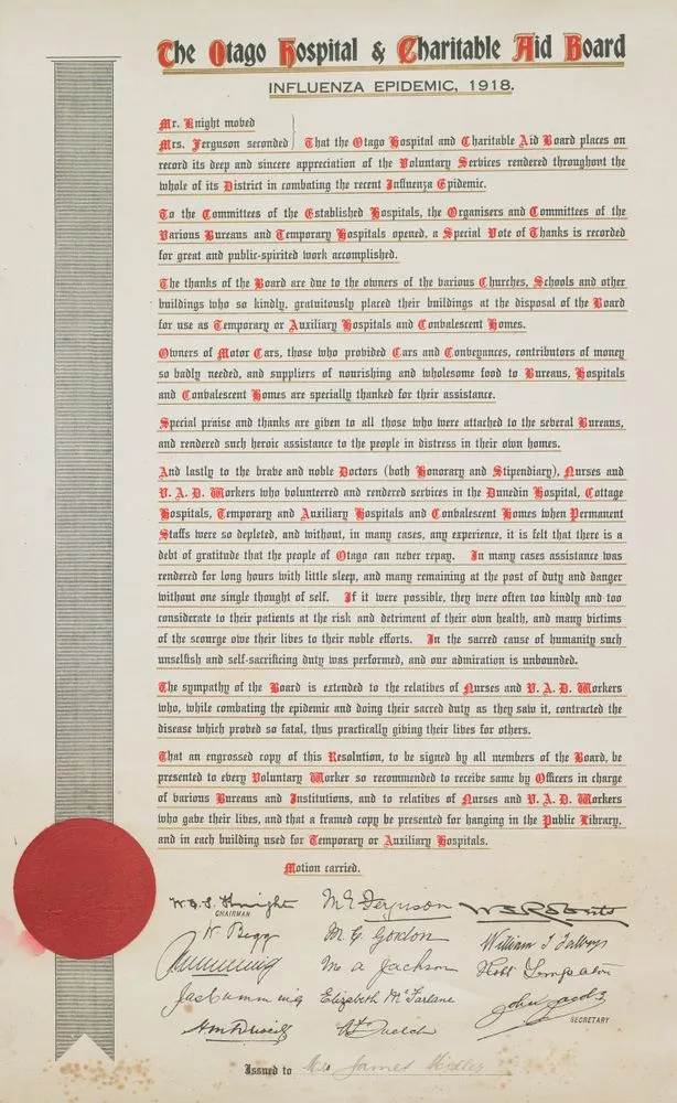 Certificate of Thanks (for influenza workers)