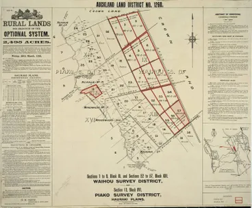 Image: Sections 1 to 9, Block IX and sections 52 to 57, Block XIII, Waihou Survey District and section 13, Block XVI, Piako survey district, Hauraki Plains.