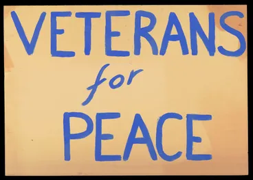 Image: Placard, 'Telegram' and 'Veterans for Peace'