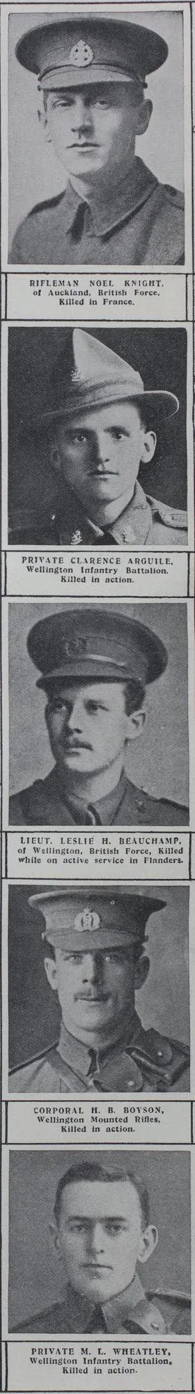 New Zealand's Roll of Honour: Officers, non-commissioned officers and men killed in the world war