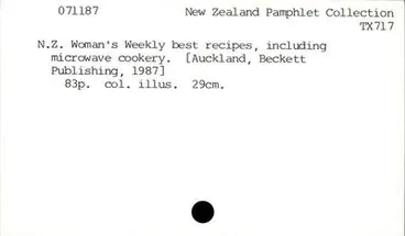 Image: N.Z. Woman's Weekly best recipes, including microwave cookery