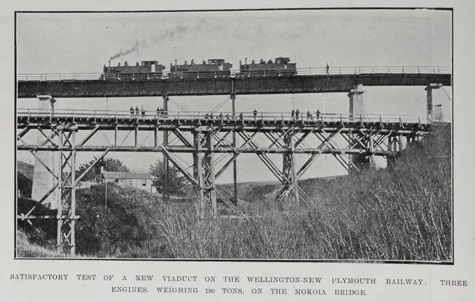 Satisfactory test of a new viaduct on the Wellington-New Plymouth railway