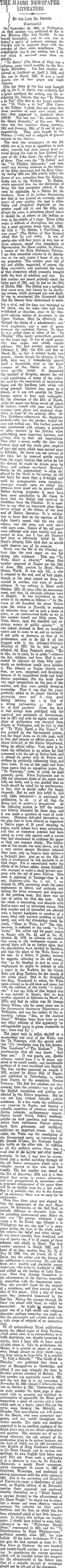 Image: THE MAORI NEWSPAPER LITERATURE. (Otago Daily Times 31-8-1910)