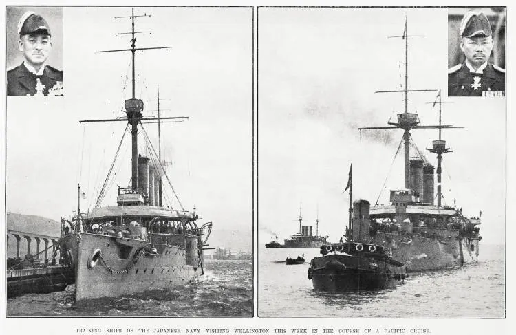 Training ships of the Japanese navy visiting Wellington this week in the course of a Pacific cruise