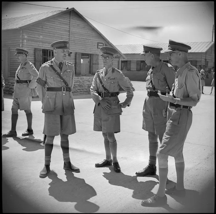 Senior NZ officers await Greek Minister of War before receiving Greek military decorations, Maadi