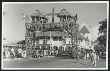 Image: Processional arch across a street in Apia, Samoa