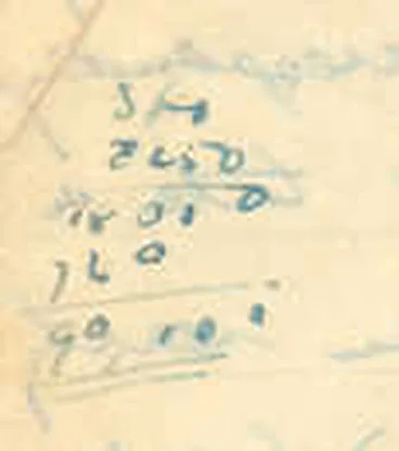Image: Calculation illustrating the number the number of words written by J.C Beaglehole to his family to date
