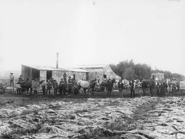 Image: Group at the flax mill, Whakaki
