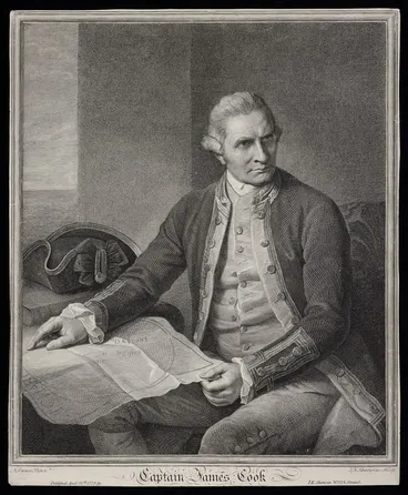 Image: Holland, Nathaniel Dance (Sir), 1734-1811 :Captain James Cook. N Dance pinxt. J K Sherwin sculp. Published April 20th 1779 by I K Sherwin No.234 Strand