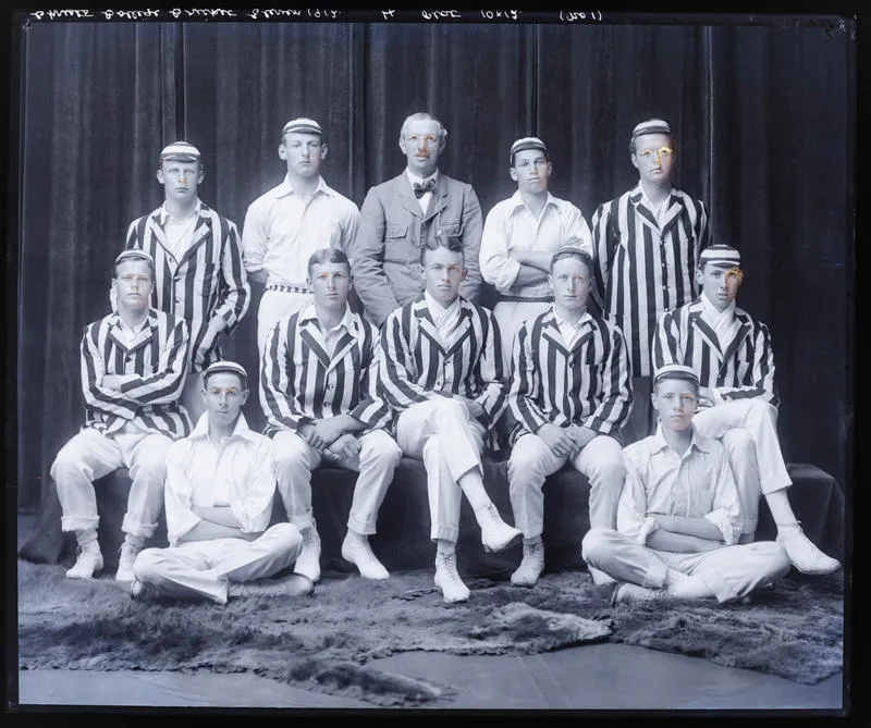 Glass Plate Negative: Christ's College, Cricket Eleven, 1912