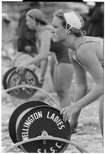 Image: Working the reel at the Wellington Surf Life Saving Championships, Paekakariki, New Zealand