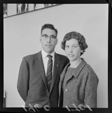 Image: Portrait of the couple at the engagement of Austin and Sparrow