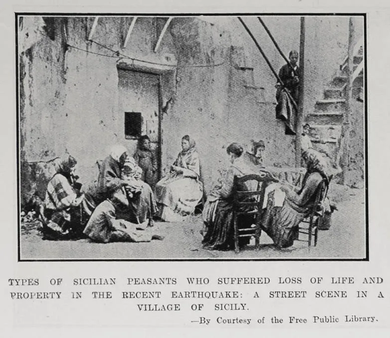 Types of Sicilian peasants who suffered loss of life and property in the recent earthquake