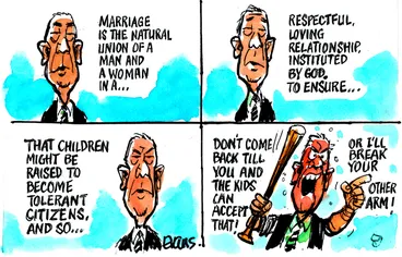 Image: Evans, Malcolm Paul, 1945- :"Marriage is the natural union of a man and a woman in a respectful loving relationship instituted by God ..." 28 August 2012