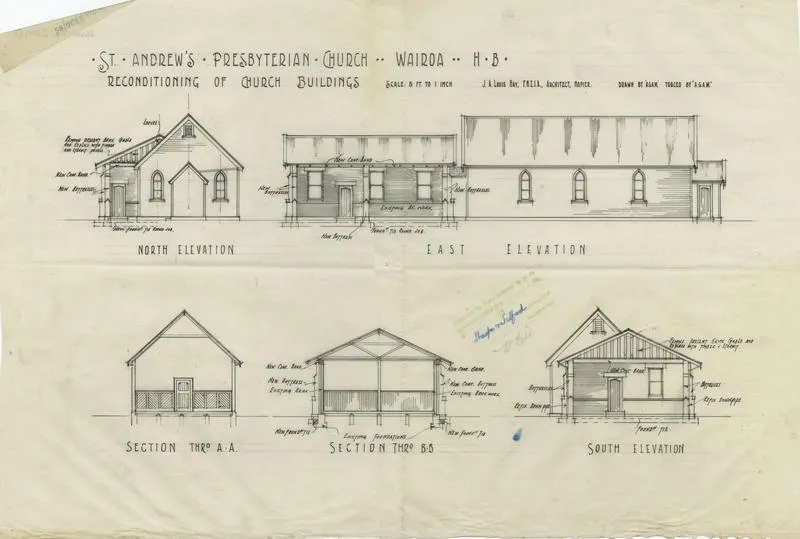 Architectural plan, St Andrew's Presbyterian Church, Wairoa