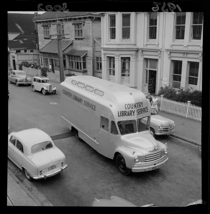 New Country Library Service mobile van, Sydney Street, Wellington